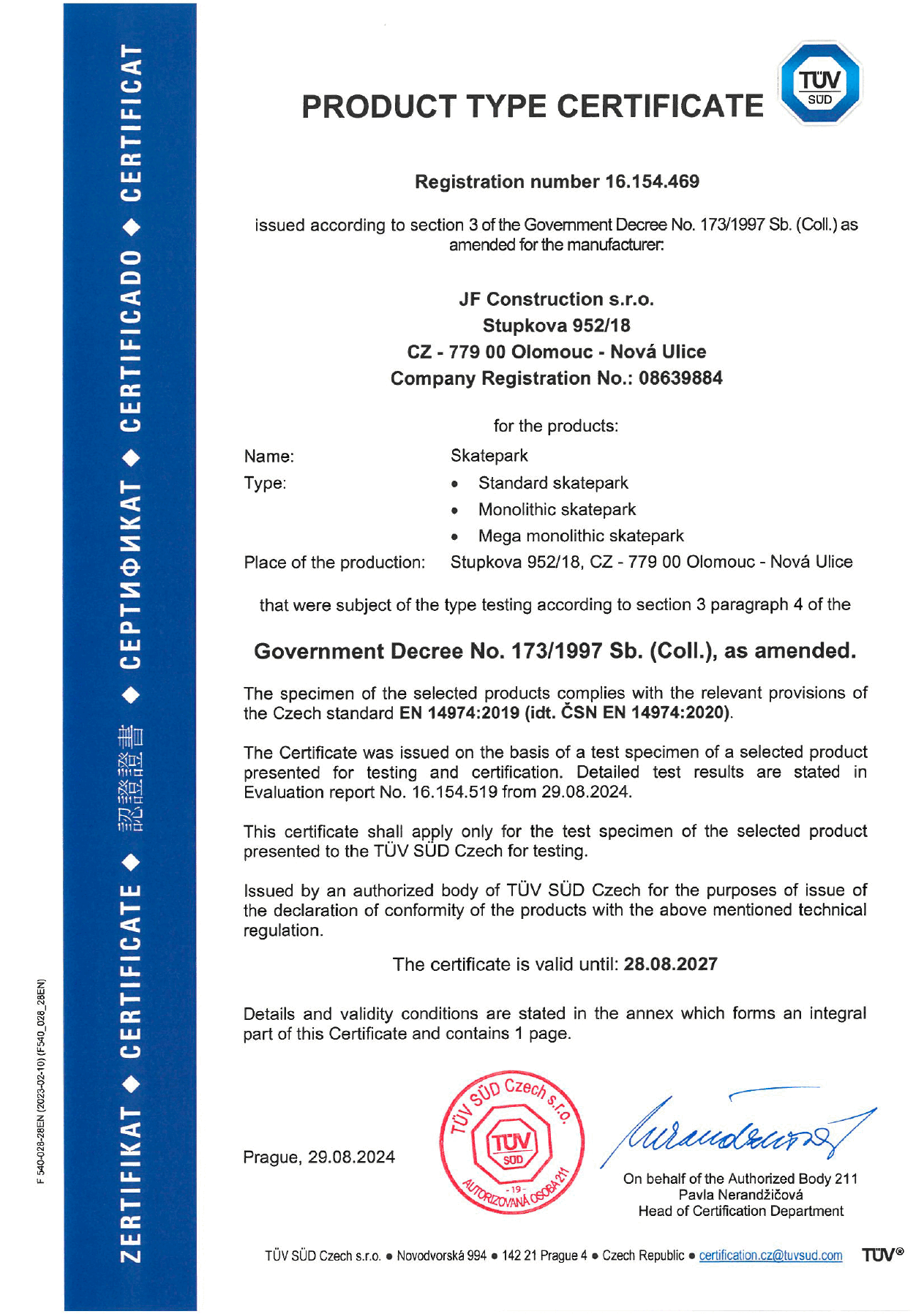 TÜV SÜD-Zertifikat – 1 / 2